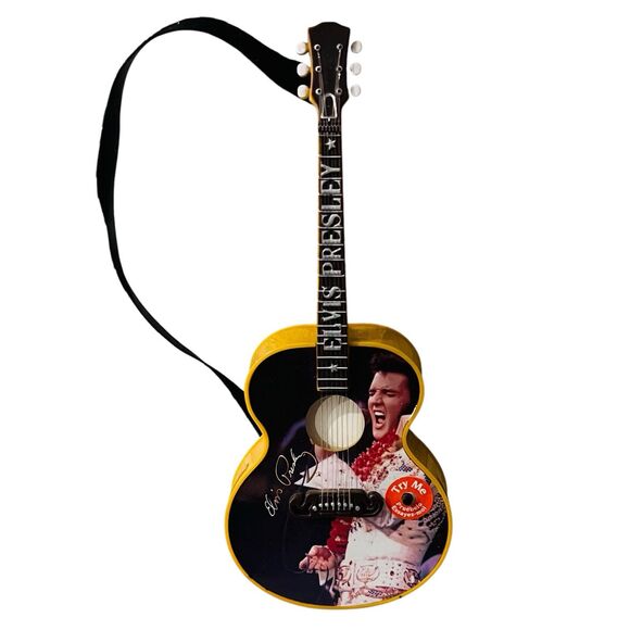 Elvis Illuminated Musical Guitar Ornament Plays "Suspicious Minds" Works 1996 - Picture 1 of 5